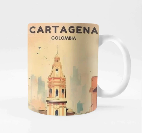 Caneca Porcelana Arte Cartagena Colômbia - comprar online