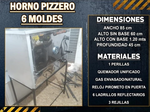 Horno pizzero de 6 moldes