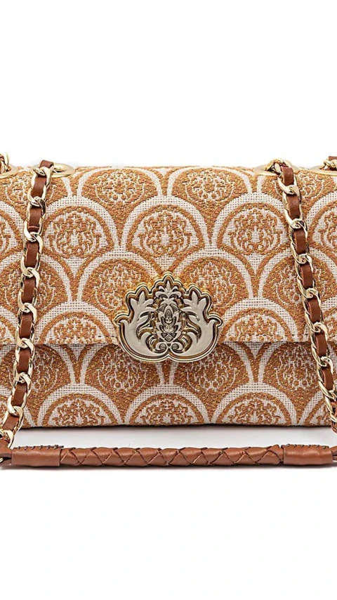 BOLSA BAGUETE SIRENA JACQUARD CAMEL