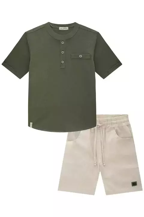 Conjunto Infantil Menino de Bata em Meia Malha e Bermuda em Tecido Eco com Elastano 81744 LucBoo - comprar online