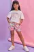 Conjunto de Blusa Boxy sun em Malha Textura e Shorts em Sarja Ônix com Elastano Kukiê - comprar online