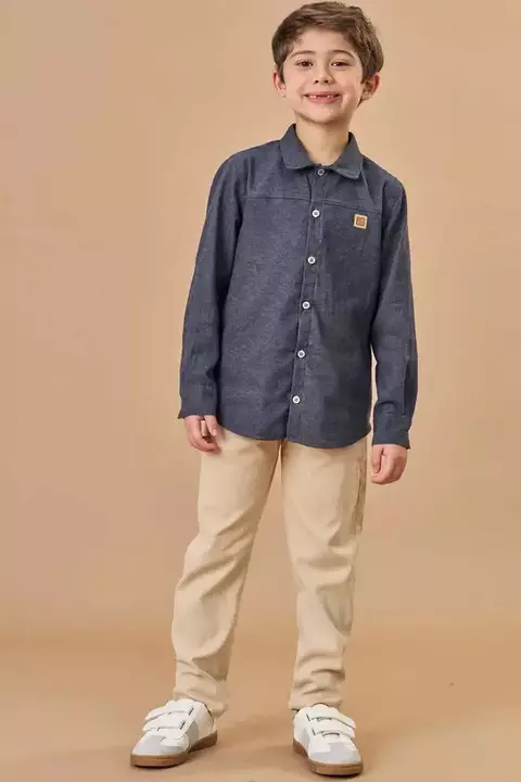 Conjunto de Camisa em Flanela e Calça Skinny em Sarja Onix Stretch com Elastano 79942 LucBoo Infantil Menino - comprar online