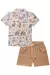 Conjunto Bebê Menino Safari de Camisa em Malha Wave e Bermuda em Cotton Jeans com Elastano 82090 LucBoo na internet