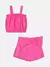 CONJUNTO PINK DE TECIDO MAQUINETADO COM LAÇO MOMI na internet