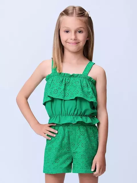 CONJUNTO VERDE DE LAISE COM BABADOS MOMI