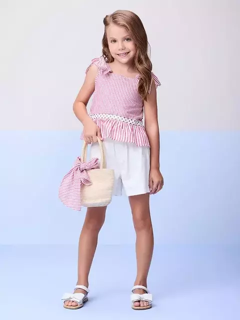 CONJUNTO VERMELHO LISTRADO COM LAÇO MOMI - comprar online