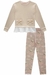 Conjunto de Blusão em Moletom com Pelucia e Tricoline e Calça Legging em Termoskin 79466 Kukiê Infantil Menina - Delicata Kids 