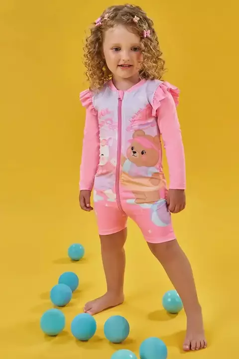 Macacão em Malha com Proteção UV50+ 88058 Kukiê Bebê Menina - comprar online