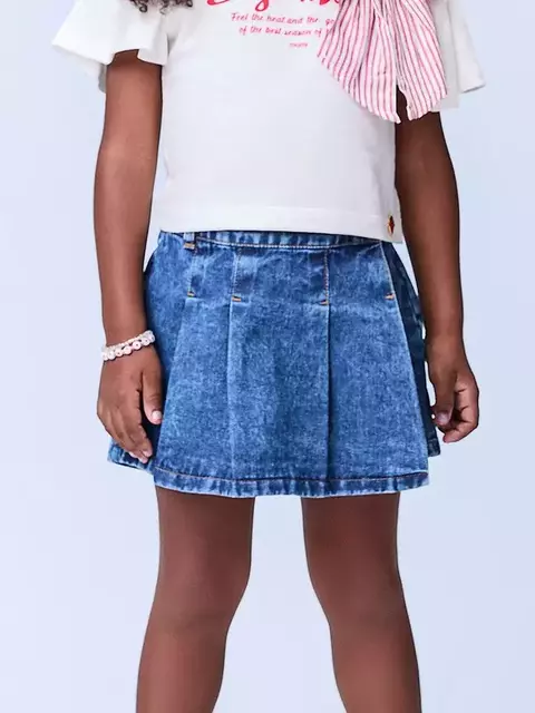 SHORT SAIA JEANS AZUL PLISSADO ENVELOPE MOMI