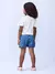 SHORT SAIA JEANS AZUL PLISSADO ENVELOPE MOMI - Delicata Kids 