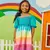 Vestido Infantil Kukiê Lastex Listrado Azul e Colorido