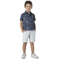 CAMISA SOCIAL MANGA CURTA ESMPADA AZUL (385675) - comprar online