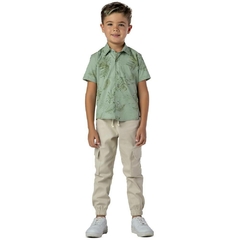 CAMISA SOCIAL MANGA CURTA ESTAMPADA VERDE (385682) - comprar online