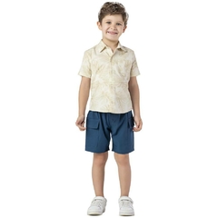 CAMISA SOCIAL MANGA CURTA ESTAMPADA BEGE (3856830 - comprar online
