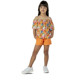 CONJUNTO BATA ESTAMPADA LARANJA (385718)