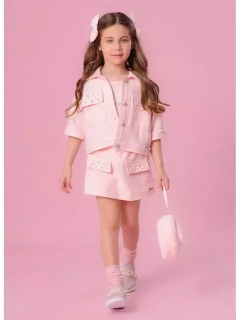 SAIA SHORT BOUCLE LAPELAS BORDADO 28734 ROSA GELADO - comprar online