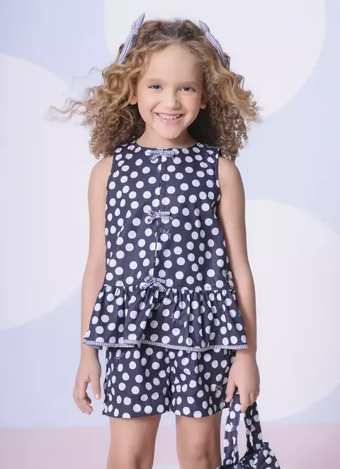 BLUSA 29654 ALGODÃO ESTAMPA POÁ AZUL MARINHO - comprar online