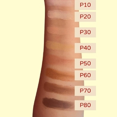 Amostras de todas as cores do Pó Compacto Pure Porcelain da Ruby Rose em um braço de pele branca. 