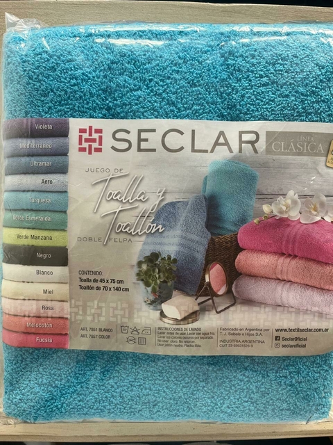 JUEGO DE TOALLA Y TOALLON SECLAR LINEA CLASICA