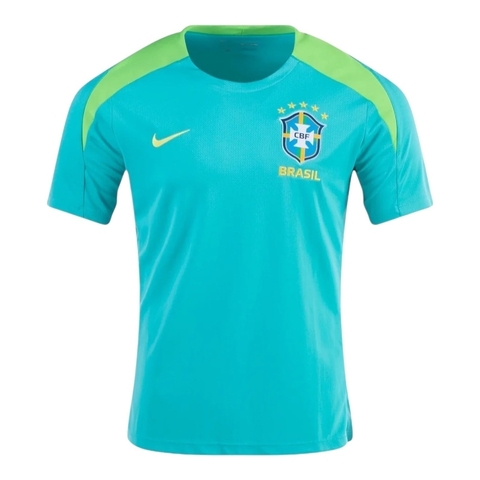 Camisa Seleção Brasileira Treino 24/25 - Torcedor Nike Masculina - Azul com detalhes em verde