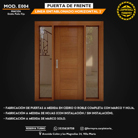 Puerta de Frente Maciza 2" Doble Paño Fijo