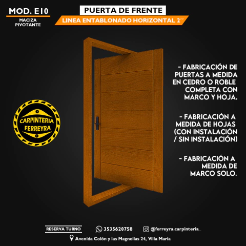 Puerta de Frente Maciza 2" Pivotante