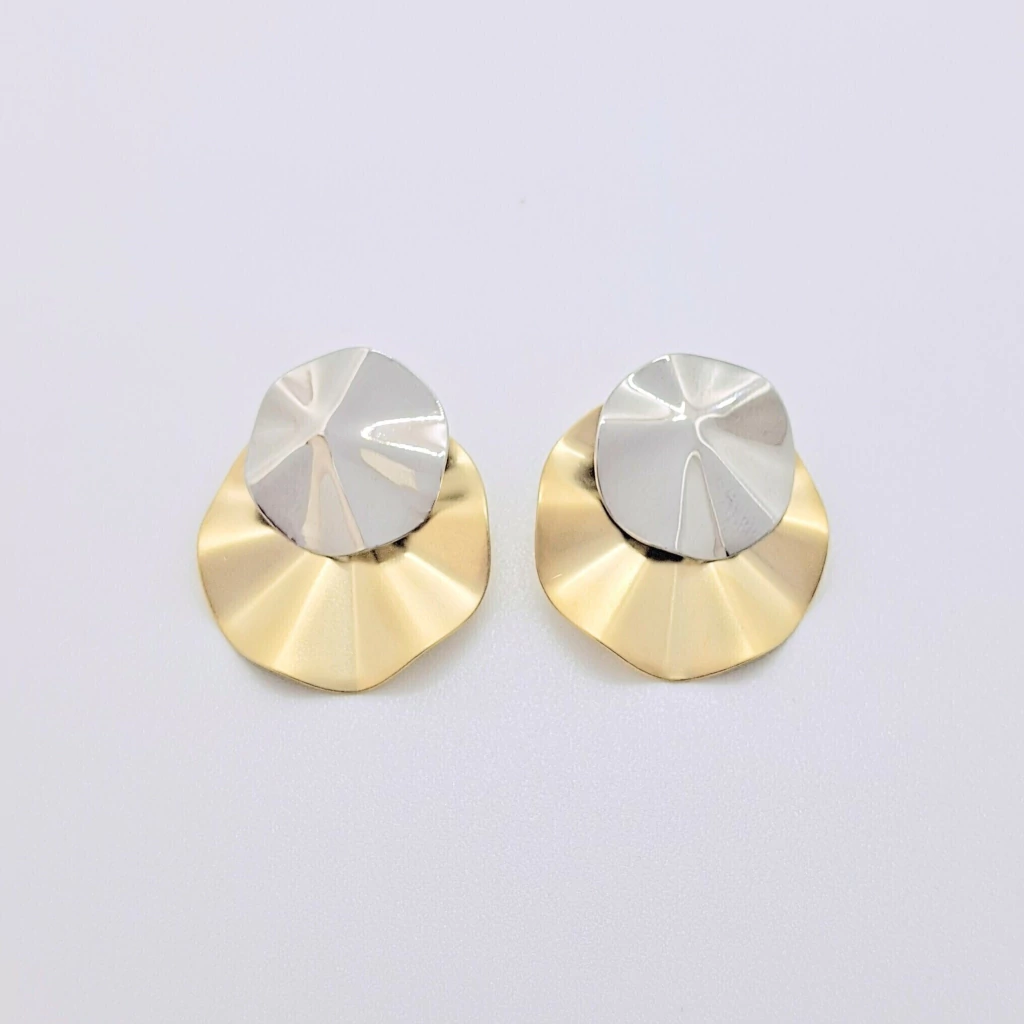 Brinco circular duplo Cris banhado a ouro e a ródio branco