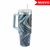 Vaso térmico de acero inoxidable con popote de 900 ml marmol azul