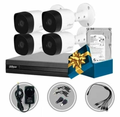 Kit Seguridad Dahua Dvr 4ch + 4 Camaras 1080p +disco Color Blanco