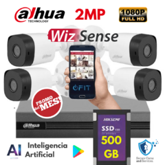 Kit Seguridad Dahua Dvr 4ch+4 Cámaras 2mp/1080/full hd + memoria 500 GB