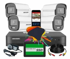 Kit Seguridad Dvr 4 Canales + 4 Camaras Colorvu + Disco 480 Color Blanco