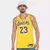 Camisa regata masculina do Los Angeles Lakers, modelo LeBron James nº 23, nas cores amarelo e roxo.