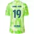 Camisa verde do Barcelona III 24/25, da Nike, com logo do time e estampa moderna. lamine yamal - lewandowiski