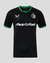 Camisa preta do Feyenoord 2024/25 II Away, com detalhes em verde e logo da Castore e Media Markt.