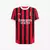 Camisa masculina do Milan I 24/25 na cor preta e vermelha, vista traseira, pendurada em um cabide.Camisa Milan I 24/25 Preto e Vermelho - Puma - Masculino Torcedor