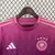 Camisa de futebol masculina da seleção alemã, modelo away 2024/25, na cor rosa com detalhes em roxo e logo da Adidas.