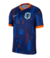 Camisa azul da seleção da Holanda para torcedores, modelo Away II 2024/25 da Nike, com detalhes em laranja e escudo da equipe.