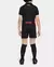 Kit infantil do Barcelona Away II 24/25 da Nike, composto por camiseta preta e short, com detalhes em azul e vermelho.