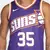 Regata masculina roxa e laranja do Phoenix Suns, com o número 35 e nome Durant, da marca Nike.