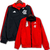 Jaqueta corta vento dupla face masculina do Flamengo, com cores preta e vermelha, da Adidas.