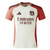 Camisa branca do Olympique Lyonnais, modelo III da Adidas, temporada 2024/2025, com detalhes em rosa e logo da Emirates.