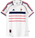 Camisa retrô branca da seleção francesa de 1998, modelo Adidas, com detalhes em azul e vermelho. ZIDANE - HENRY