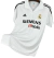Camisa retrô branca do Real Madrid 2002/03 da Adidas, com logotipo e patrocinador em destaque.