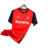 Camisa do Bayer Leverkusen I Home 24/25 nas cores preto e vermelho, com logo da Castore e nome 'Barmenia'.