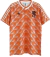 Camisa retrô laranja da seleção da Holanda de 1988, fabricada pela Adidas, com detalhes em branco e logo da marca.