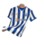 Camisa do time Porto 2024/25 da New Balance, nas cores azul e branco, exibida em um cabide.