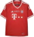 Camisa retrô do Bayern München de 2013, vermelha, com detalhes da final da Champions League, incluindo logo da Adidas e patrocínio.