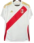 Camisa de futebol masculina da seleção do Peru, branca com detalhes em vermelho e golas amarelas da Adidas.