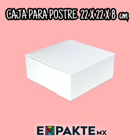 Caja para Postres 22 x 22 x 8 cm, 4 Tartas, 100 PIEZAS
