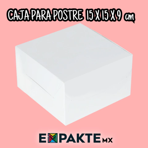Caja para postres 15 X 15 X 9 cm, 100 PIEZAS